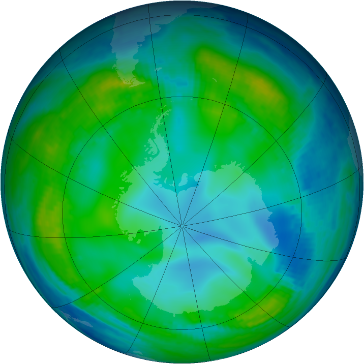 Antarctic ozone map for 30 May 1999